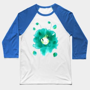 Watercolor Green Leaf Girl Baseball T-Shirt